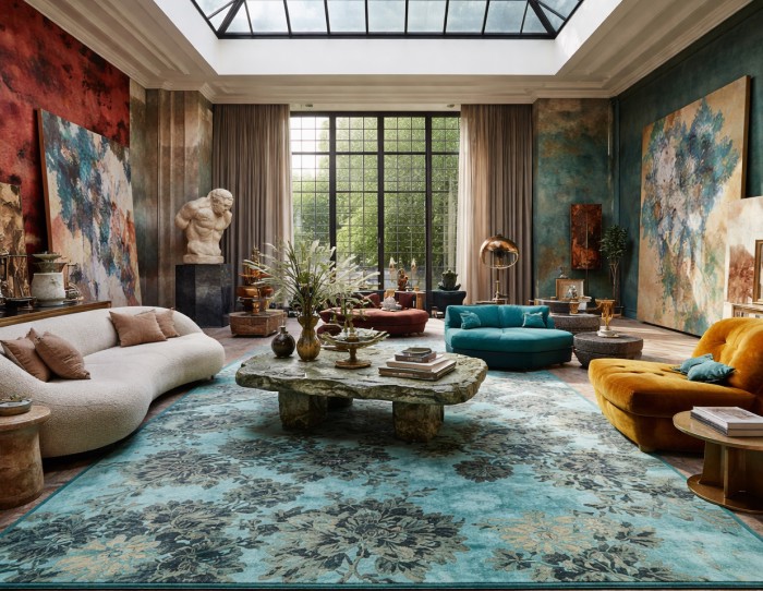 Blue floral rugs